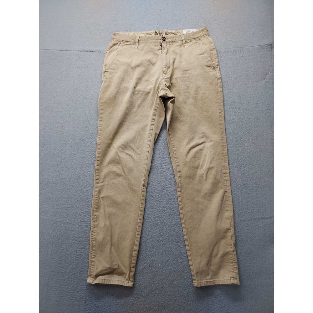 Mott & Bow Men Chino Pant Beige Flat Front Slash Pocket Stretch Cozy Workwear